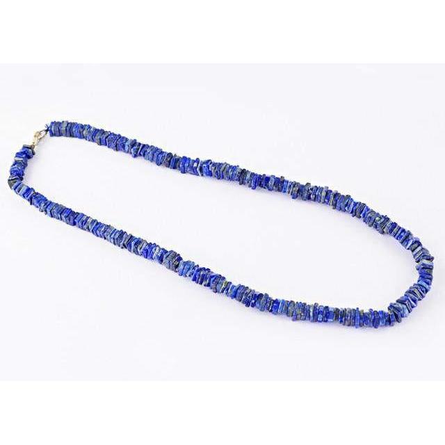 gemsmore:Genuine Blue Lapis Lazuli AAA Untreated Beads Necklace