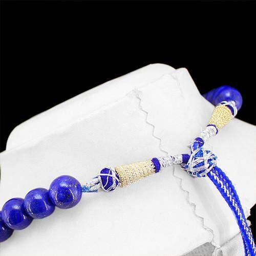gemsmore:Genuine Blue Lapis Lazuli Beads Necklace Strand