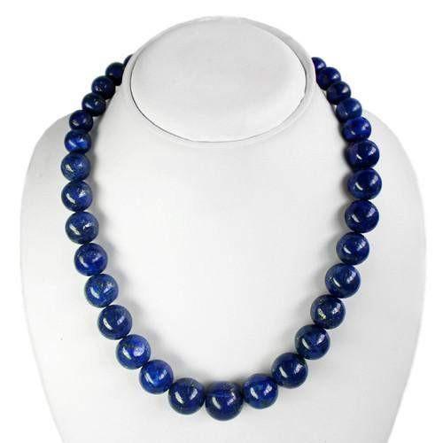 gemsmore:Genuine Blue Lapis Lazuli Beads Necklace