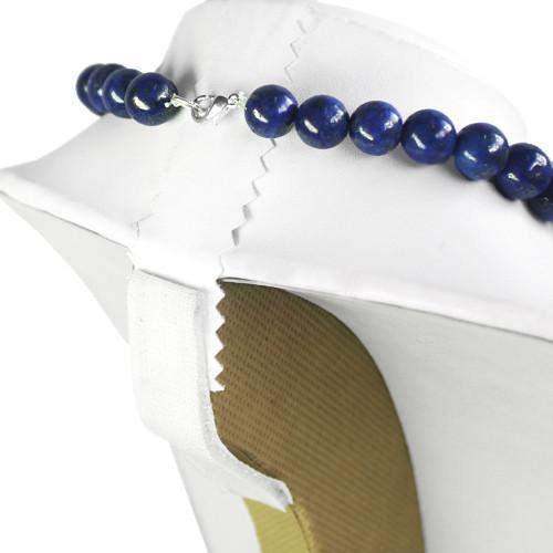 gemsmore:Genuine Blue Lapis Lazuli Beads Necklace