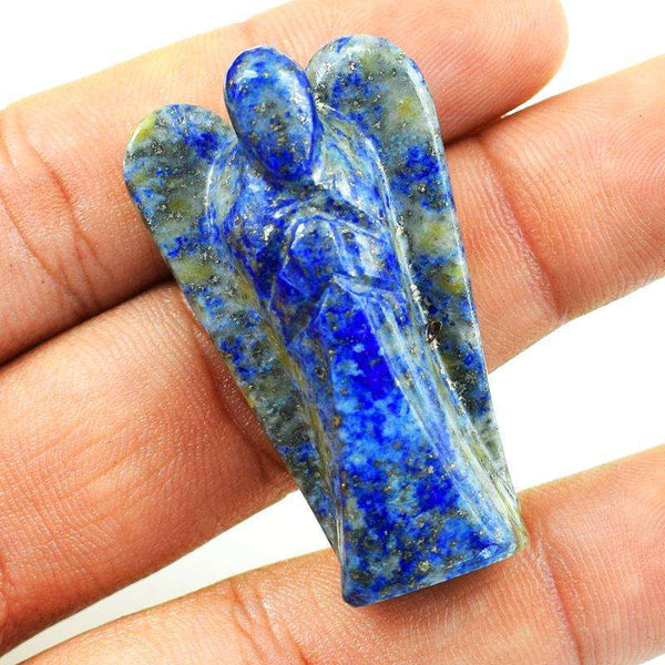 gemsmore:Genuine Blue Lapis Lazuli Carved Healing Angel Gemstone