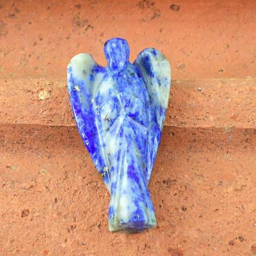 gemsmore:Genuine Blue Lapis Lazuli Carved Healing Angel Gemstone