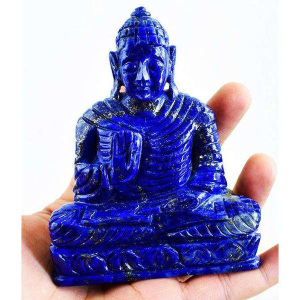gemsmore:Genuine Blue Lapis Lazuli Carved Lord Buddha Idol