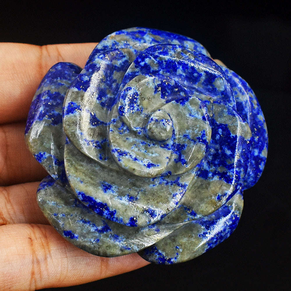 gemsmore:Genuine Blue Lapis Lazuli Carved Rose