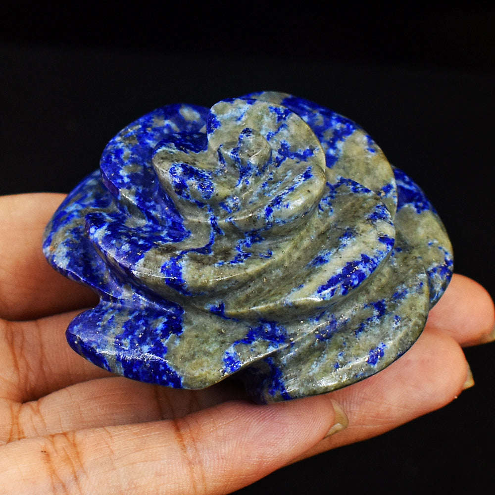 gemsmore:Genuine Blue Lapis Lazuli Carved Rose