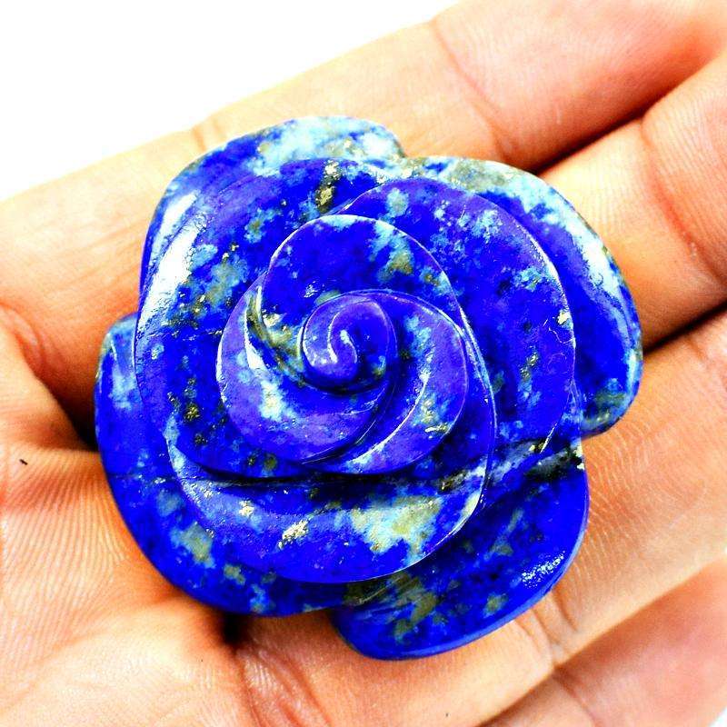 gemsmore:Genuine Blue Lapis Lazuli Carved Rose