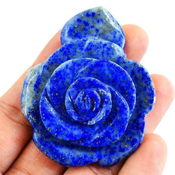 gemsmore:Genuine Blue Lapis Lazuli Carved Rose