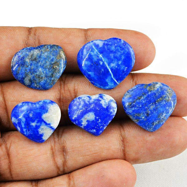 gemsmore:Genuine Blue Lapis Lazuli Gemstone Lot - Natural Carved Heart Shape