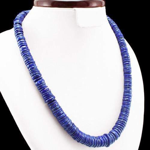 gemsmore:Genuine Blue Lapis Lazuli Gold Flakes Beads Necklace