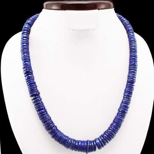 gemsmore:Genuine Blue Lapis Lazuli Gold Flakes Beads Necklace
