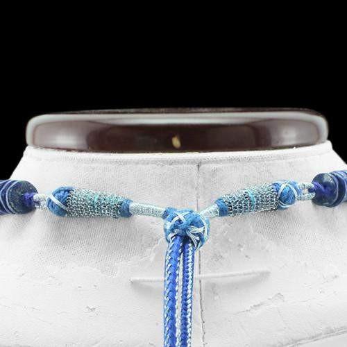 gemsmore:Genuine Blue Lapis Lazuli Gold Flakes Beads Necklace