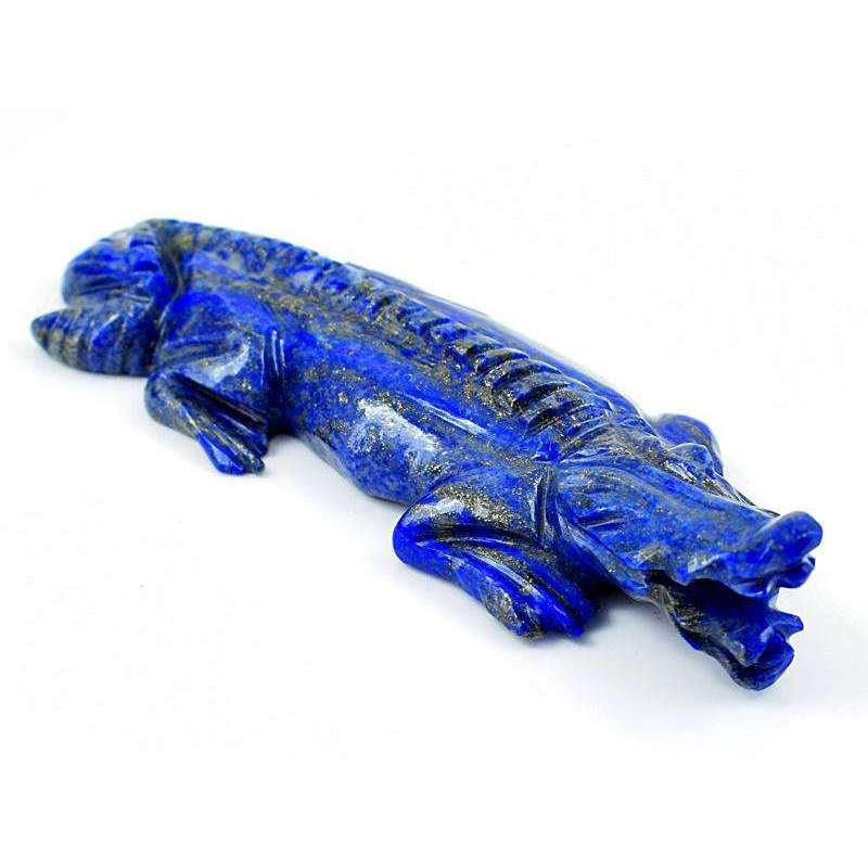 gemsmore:Genuine Blue Lapis Lazuli Hand Carved Crocodile