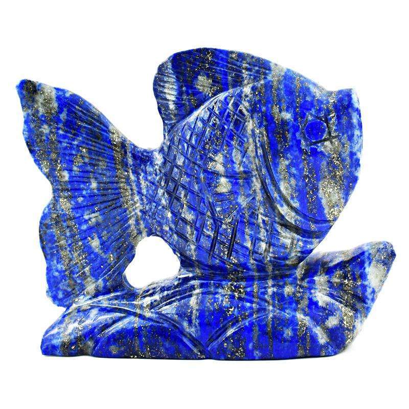 gemsmore:Genuine Blue Lapis Lazuli Hand Carved Fish
