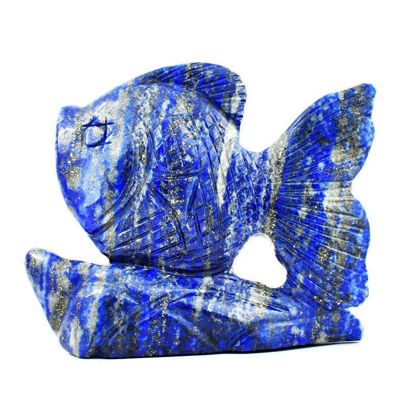 gemsmore:Genuine Blue Lapis Lazuli Hand Carved Fish