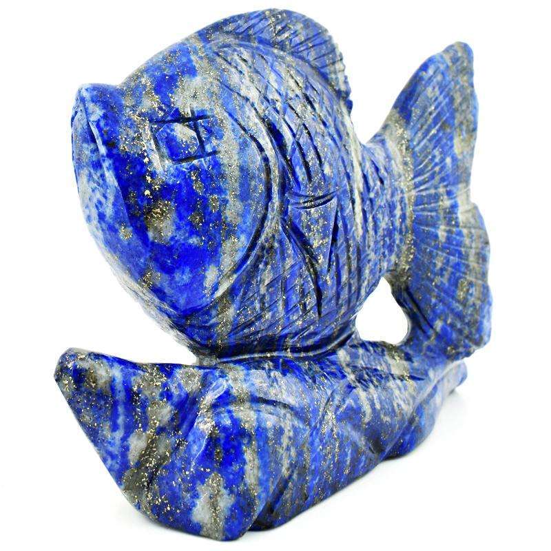 gemsmore:Genuine Blue Lapis Lazuli Hand Carved Fish