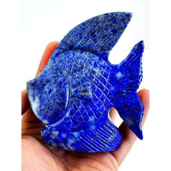 gemsmore:Genuine Blue Lapis Lazuli Hand Carved Fish