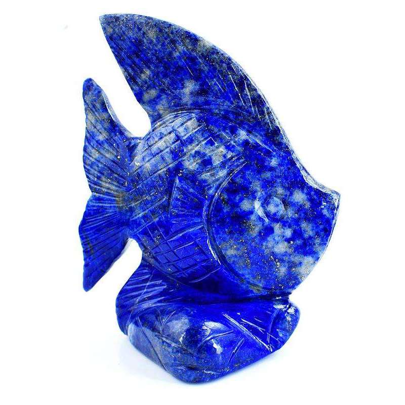 gemsmore:Genuine Blue Lapis Lazuli Hand Carved Fish