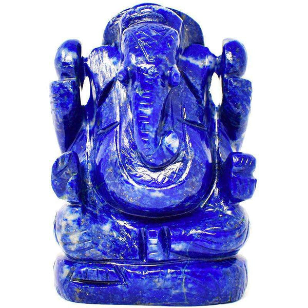 gemsmore:Genuine Blue Lapis Lazuli Hand Carved Ganesha Idol