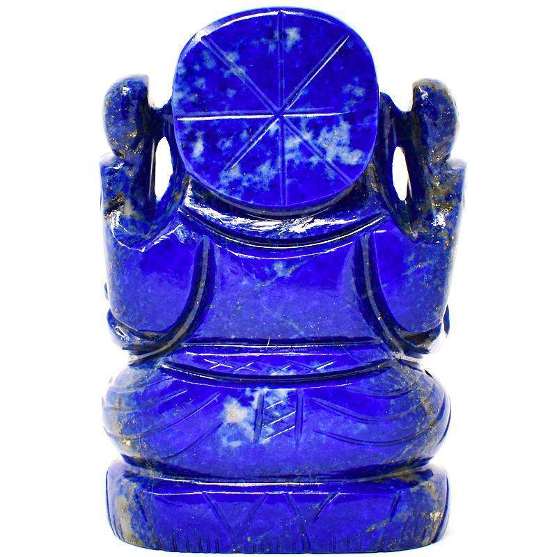 gemsmore:Genuine Blue Lapis Lazuli Hand Carved Ganesha Idol