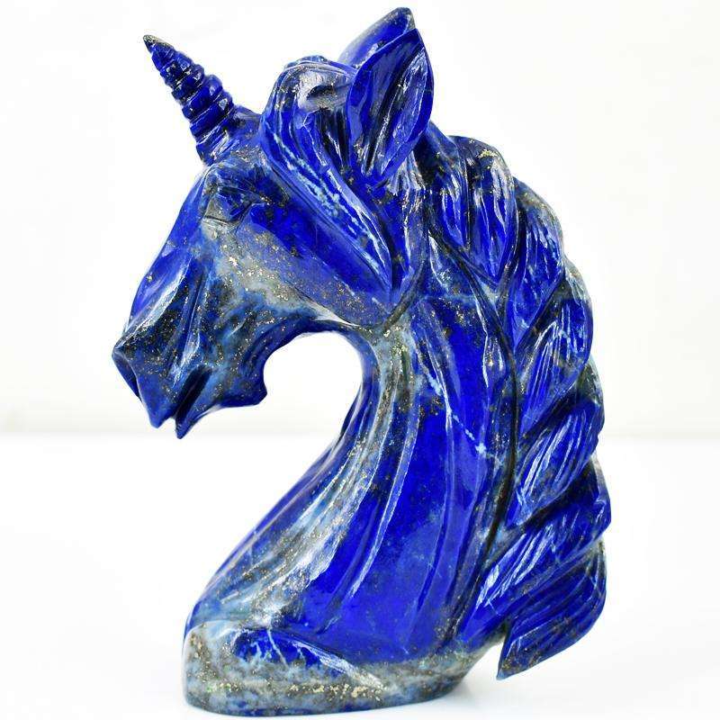 gemsmore:Genuine Blue Lapis Lazuli Hand Carved Horse Bust