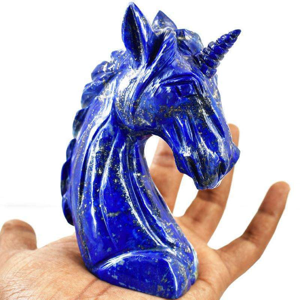 gemsmore:Genuine Blue Lapis Lazuli Hand Carved Horse Bust