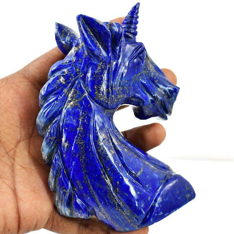 gemsmore:Genuine Blue Lapis Lazuli Hand Carved Horse Bust