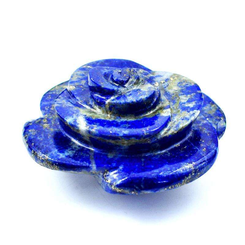 gemsmore:Genuine Blue Lapis Lazuli Hand Carved Rose