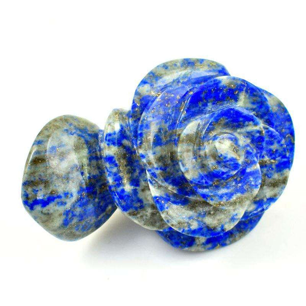 gemsmore:Genuine Blue Lapis Lazuli Hand Carved Rose