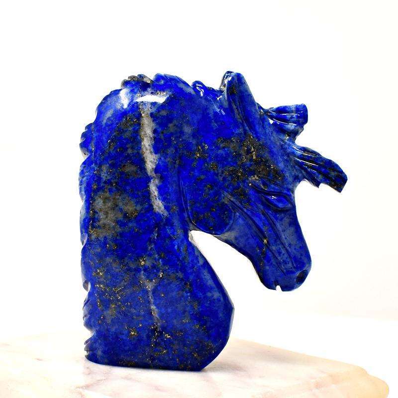 gemsmore:Genuine Blue Lapis Lazuli Hand Carved Unicorn Bust