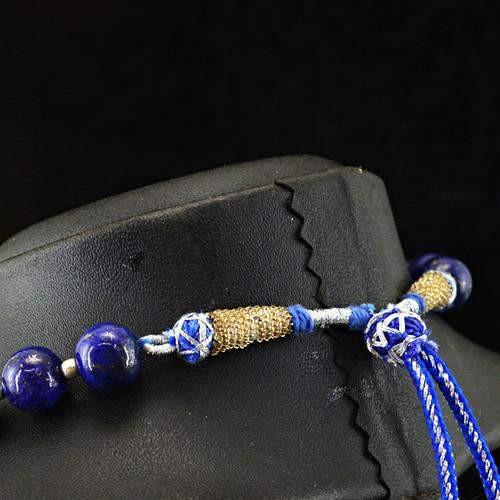 gemsmore:Genuine Blue Lapis Lazuli Round Beads Necklace
