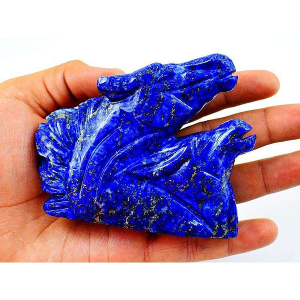 gemsmore:Genuine Blue Lapis Lazuli Twin Horse Bust