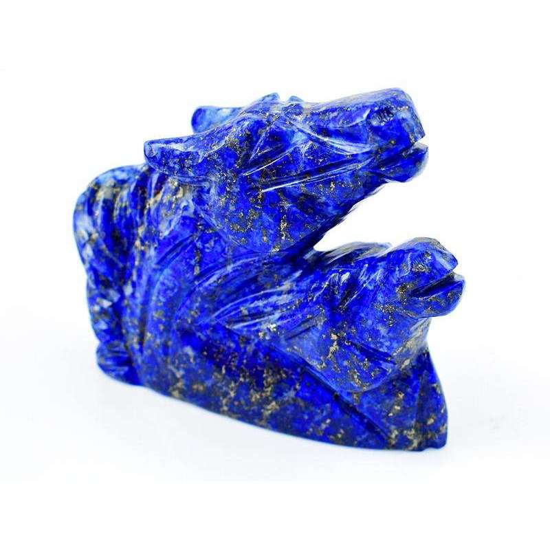 gemsmore:Genuine Blue Lapis Lazuli Twin Horse Bust