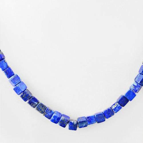 gemsmore:Genuine Blue Lapis Lazuli Untreated Beads Necklace