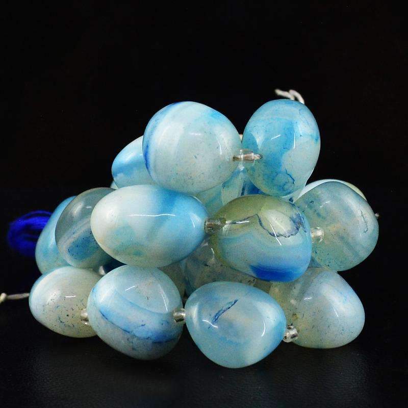 gemsmore:Genuine Blue Onyx Beads Strand Natural Drilled