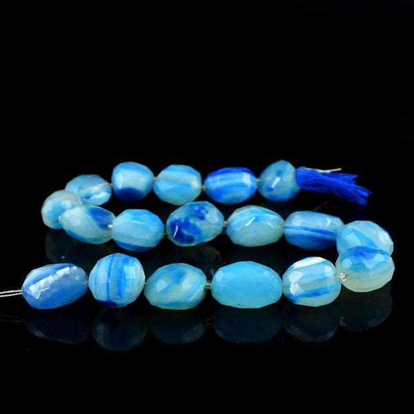 gemsmore:Genuine Blue Onyx Beads Strand Natural Faceted Drilled