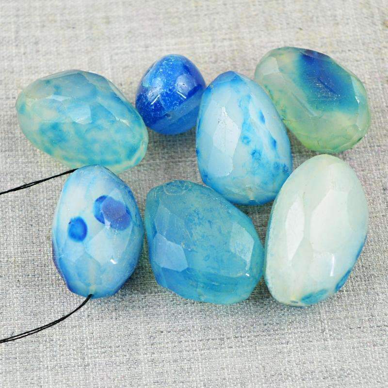 gemsmore:Genuine Blue Onyx Drilled Beads Lot - Natural Faceted
