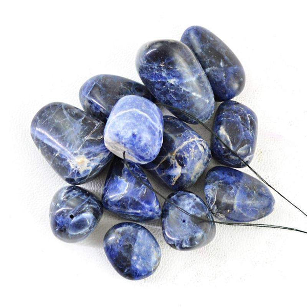 gemsmore:Genuine Blue Sodalite Beads Lot Natural Unheated Drilled
