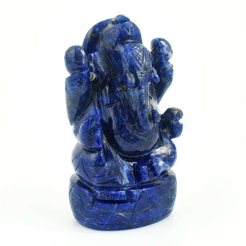 gemsmore:Genuine Blue Sodalite Carved Ganesha Idol - healing Crystals