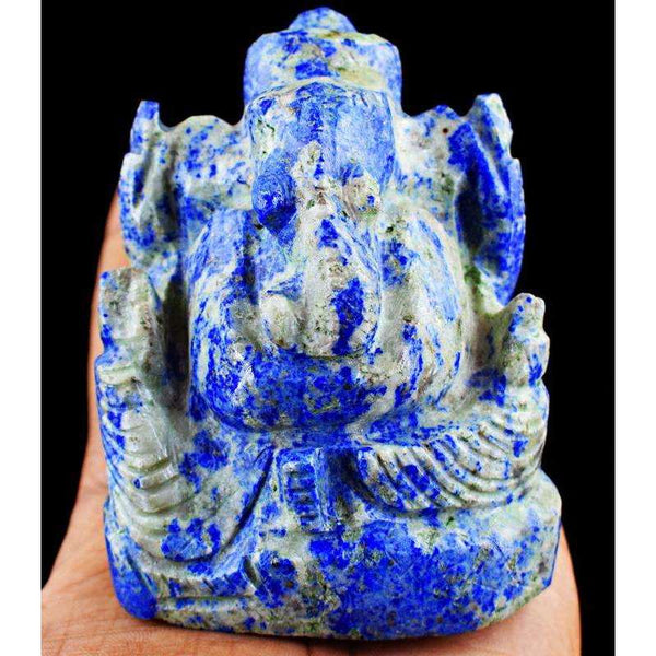 gemsmore:Genuine Blue Sodalite Hand Carved Lord Ganesha Idol