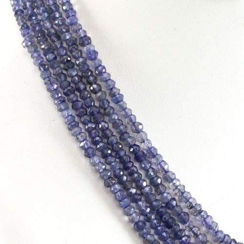 gemsmore:Genuine Blue Tanzanite Beads 5 Line Necklace
