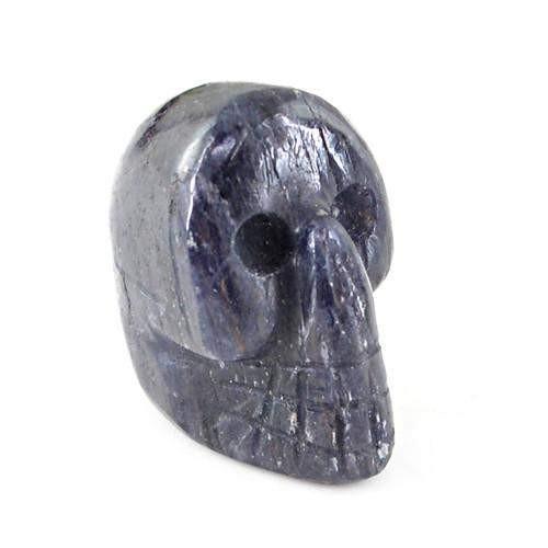 gemsmore:Genuine Blue Tanzanite Carved Skull Gemstone