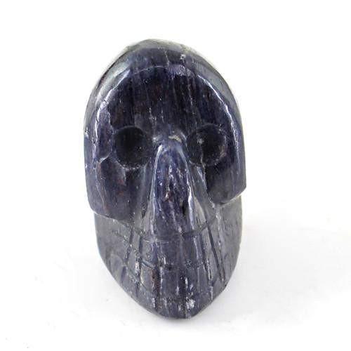 gemsmore:Genuine Blue Tanzanite Carved Skull Gemstone