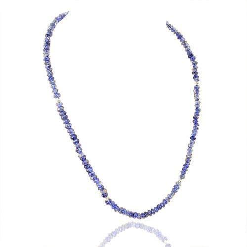 gemsmore:Genuine Blue Tanzanite Faceted Beads Necklace
