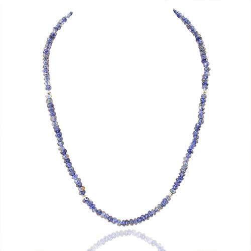 gemsmore:Genuine Blue Tanzanite Faceted Beads Necklace