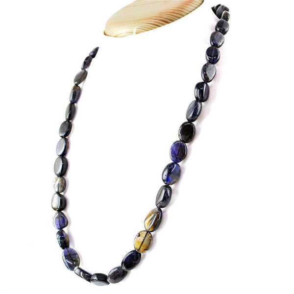 gemsmore:Genuine Blue Tanzanite Necklace Natural 20 Inches Long Untreated Beads