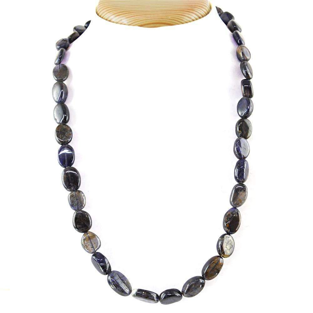 gemsmore:Genuine Blue Tanzanite Necklace Natural 20 Inches Long Untreated Beads