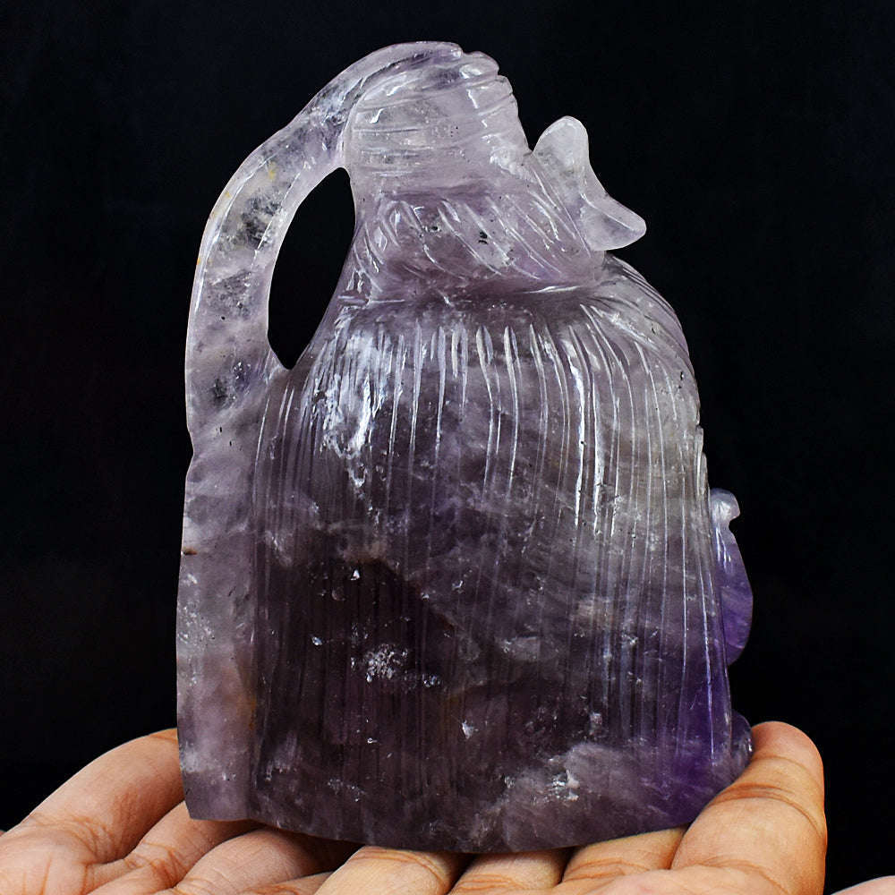 gemsmore:Genuine Carved Amethyst Lord Shiva Head Gemstone