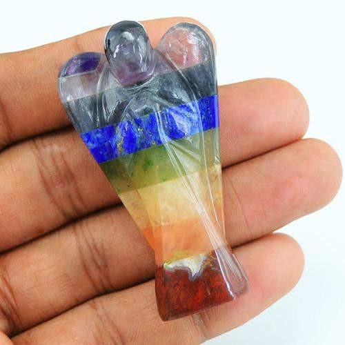 gemsmore:Genuine Carved Angel 7 Chakra Healing Gemstone