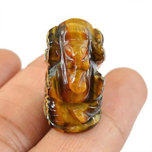 gemsmore:Genuine Carved Ganesha Golden Tiger Eye