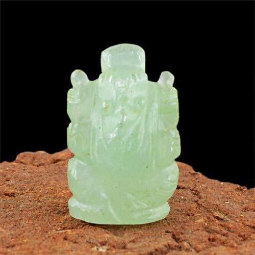 gemsmore:Genuine Carved Ganesha Green Aquamarine Gemstone